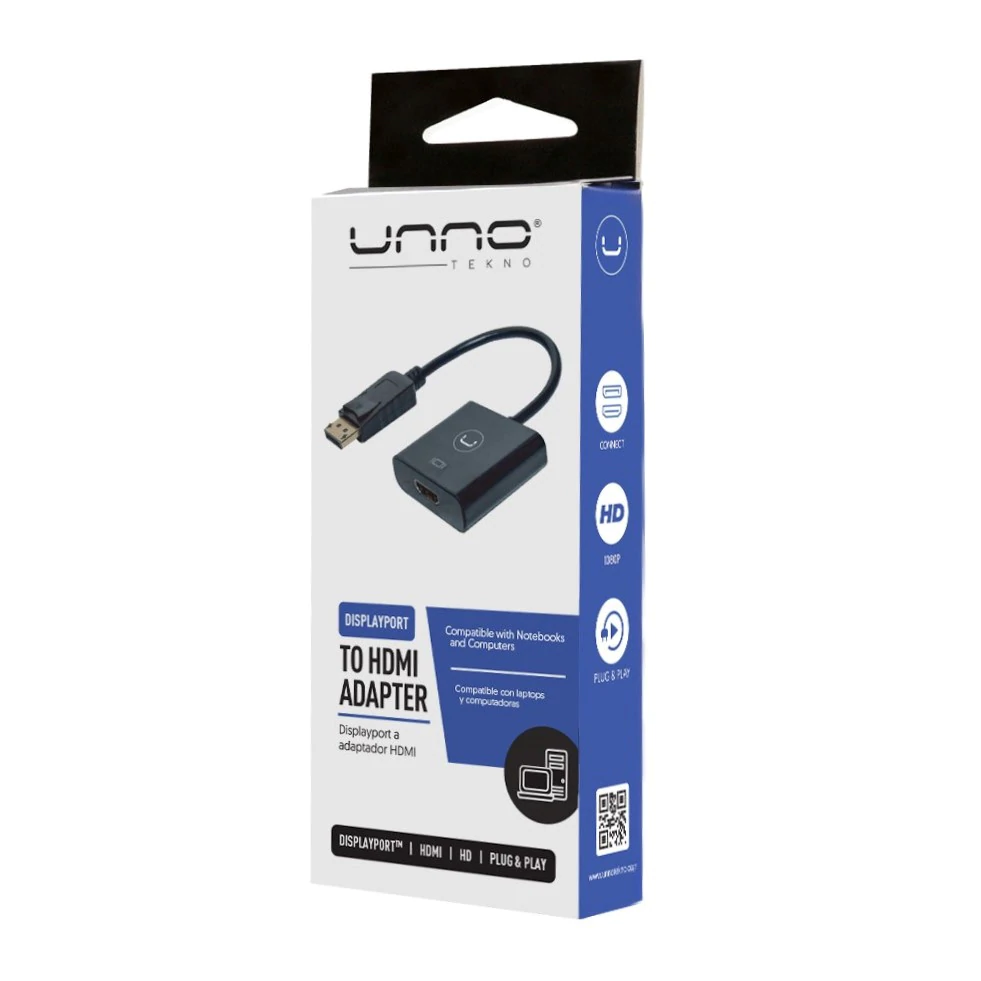 Imagen ADAPTADOR UNNO TEKNO DISPLAYPORT A HDMI