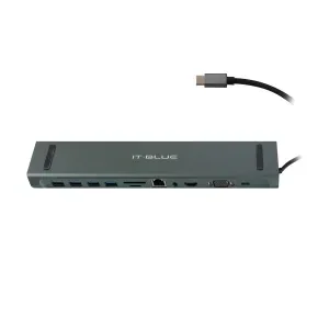 Imagen N°1 Hub Usb- C Con 11 En 1 Av Vga Rj45 Sd-tf Hdmi 4usb3.2 Type-c Gris 