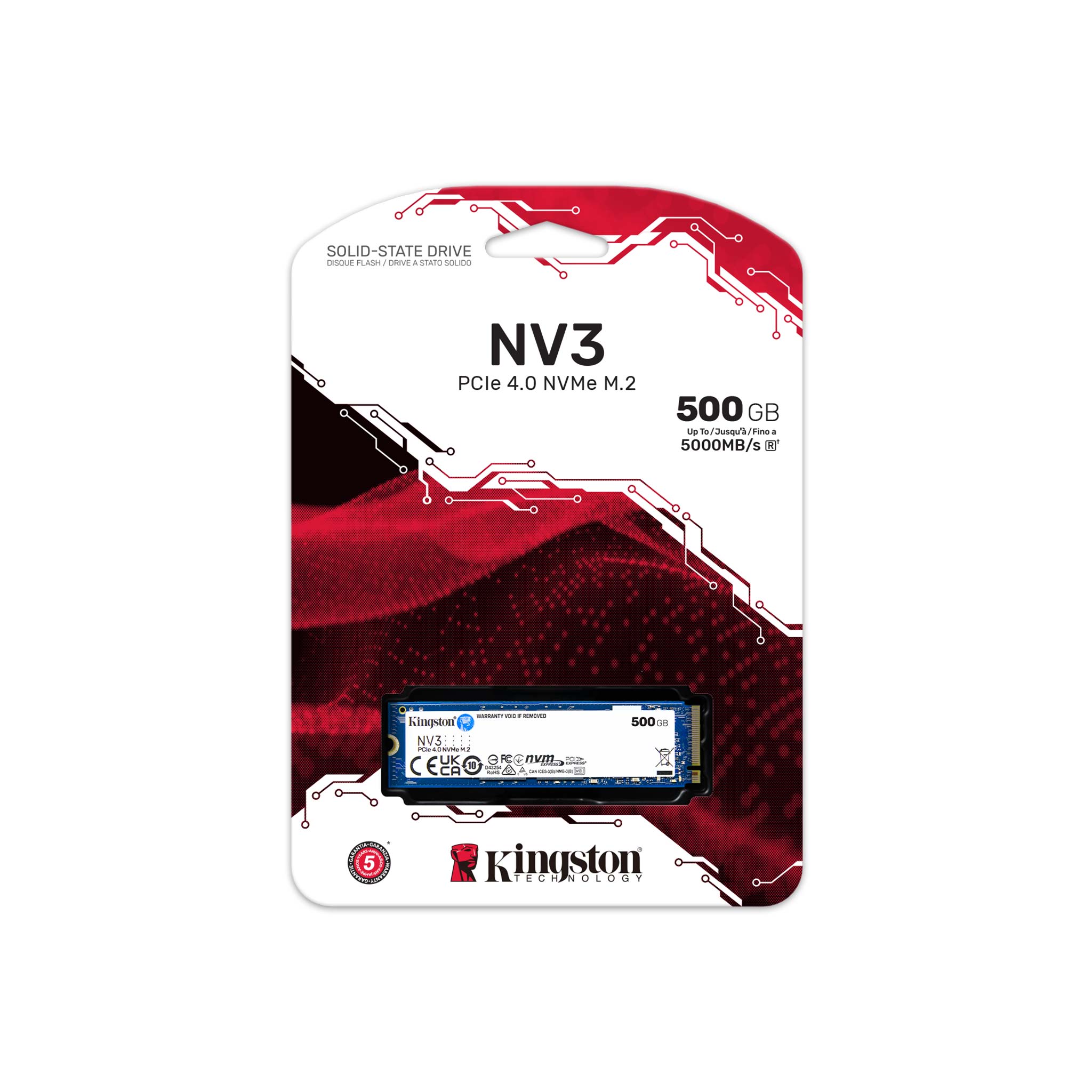 Imagen N°1 Disco Solido Ssd Kingston Nv3 500gb Nvme 5000mb-s 