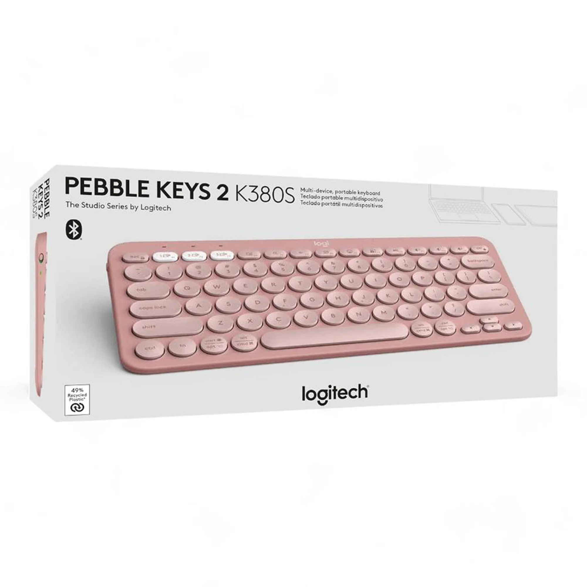 Imagen N°2 Teclado Logitech K380s Pebble Keys 2 Rose Inalambrico 