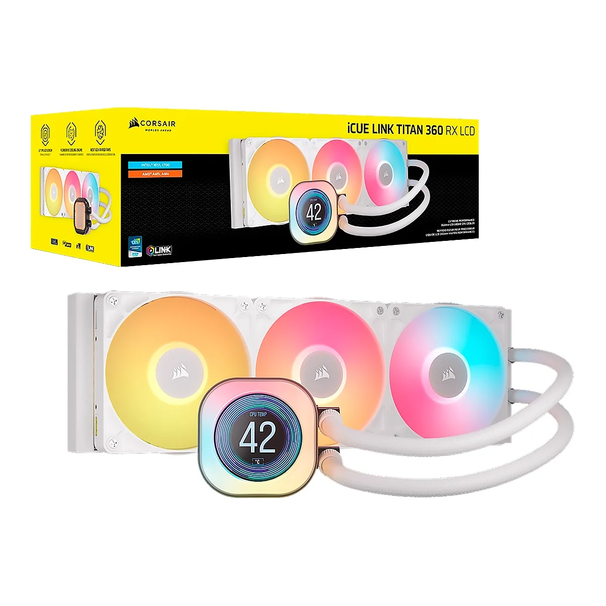 Imagen N°1 Enfriamiento Liquido Corsair Icue Link Titan 360mm Rx Lcd  Argb White 