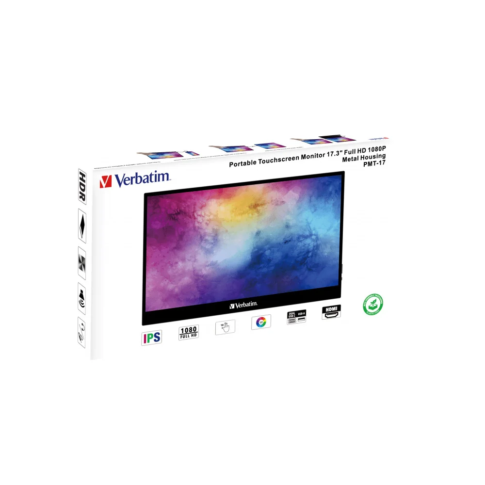 Imagen N°1 Monitor Portatil Verbatin Pmt 17.36pulg Usb C Hdmi Tactil Ips Fhd Carcasa Metalica 